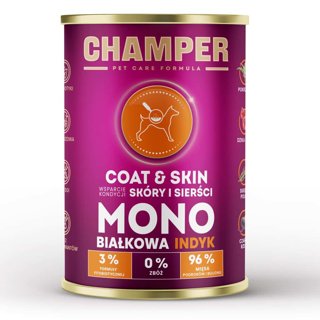 CHAMPER COAT&SKIN MONOBIAŁKOWA łosoś mokra 400g