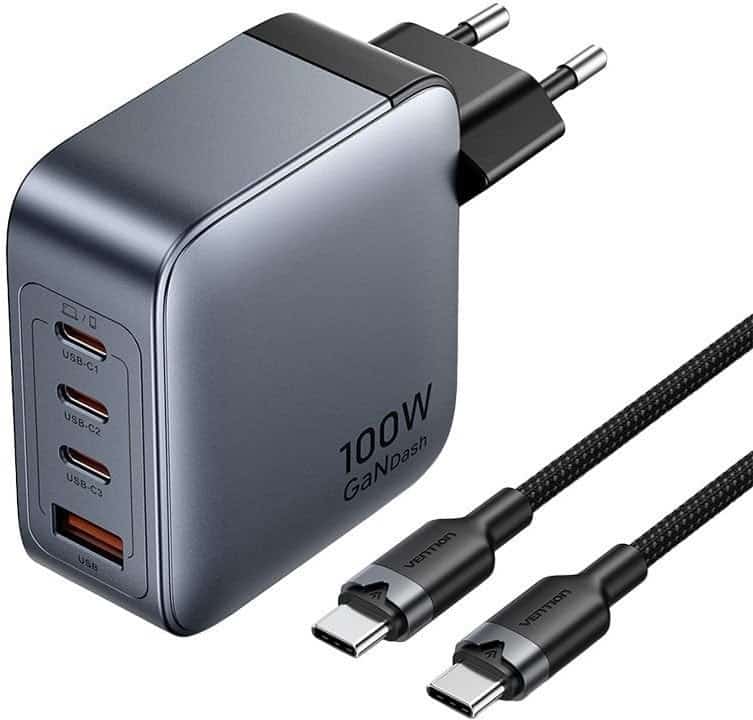 Ładowarka Vention 100W GaN 1x USB-A 3x USB-C