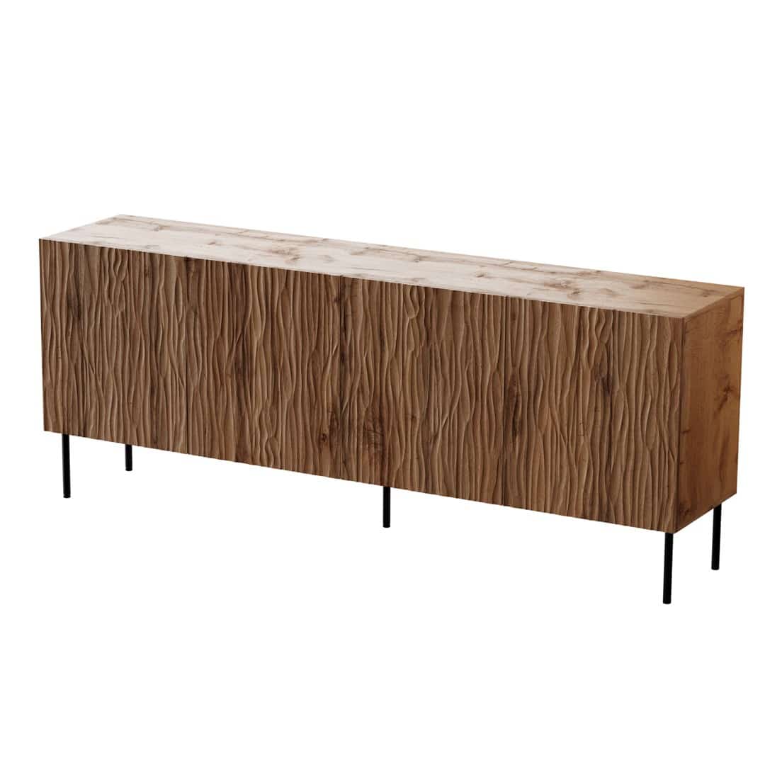 Komoda JUNGLE 190x40,5x74,5 dęb wotan + czarne nóżki