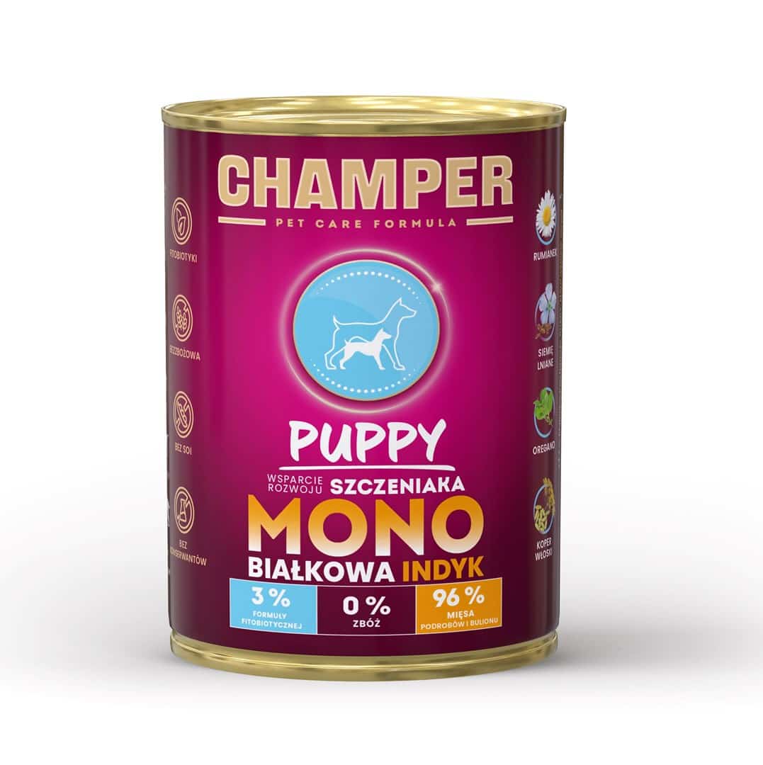 CHAMPER PUPPY MONOBIAŁKOWA indyk 400g