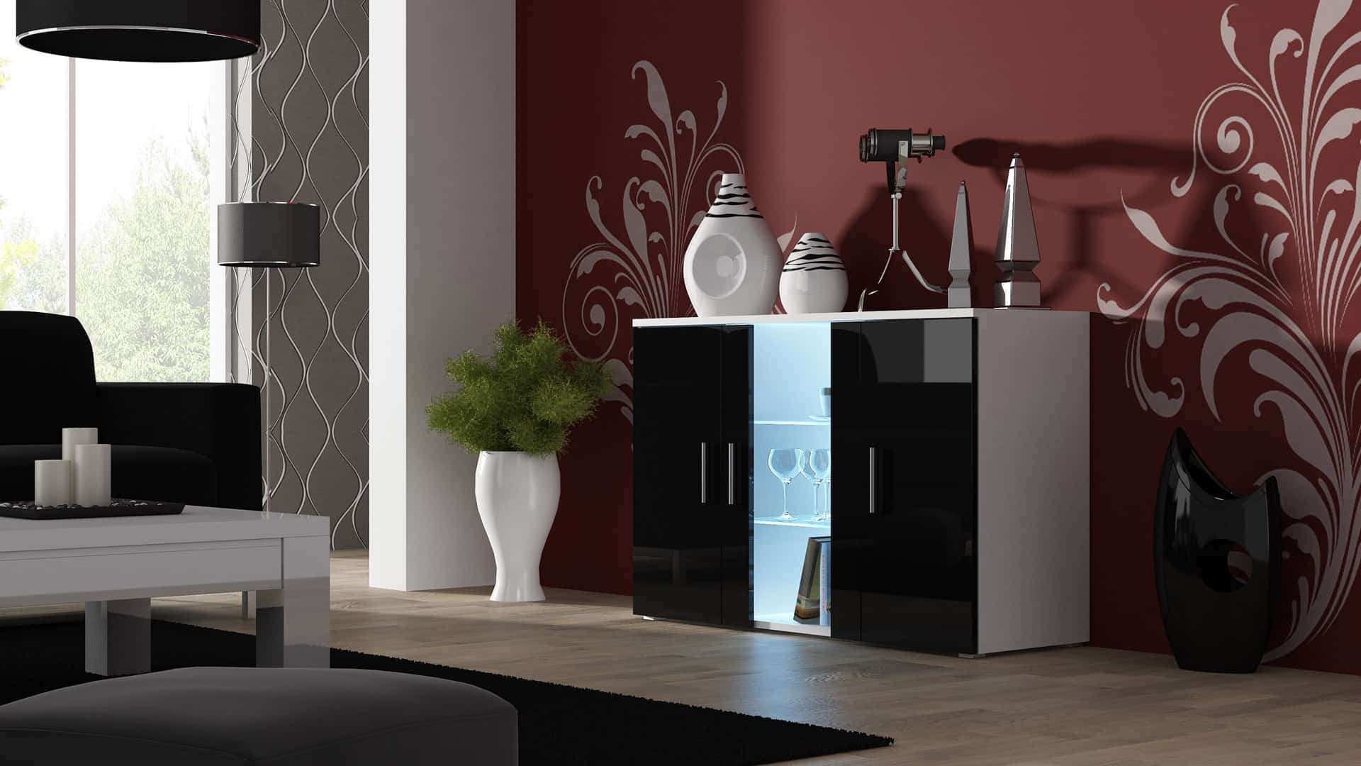 Komoda SOHO S7 120cm biały/czarny