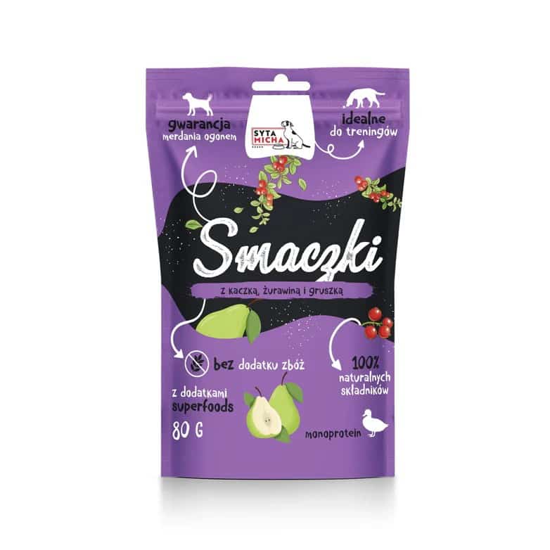 SYTA MICHA - Smaczki dla psa z kaczką, Żurawiną i gruszką 80g