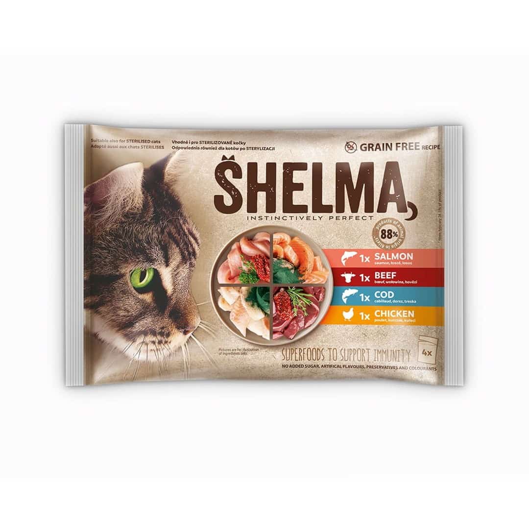 SHELMA saszetka - bezzbożowa karma dla dorosłych kotów 4x85g