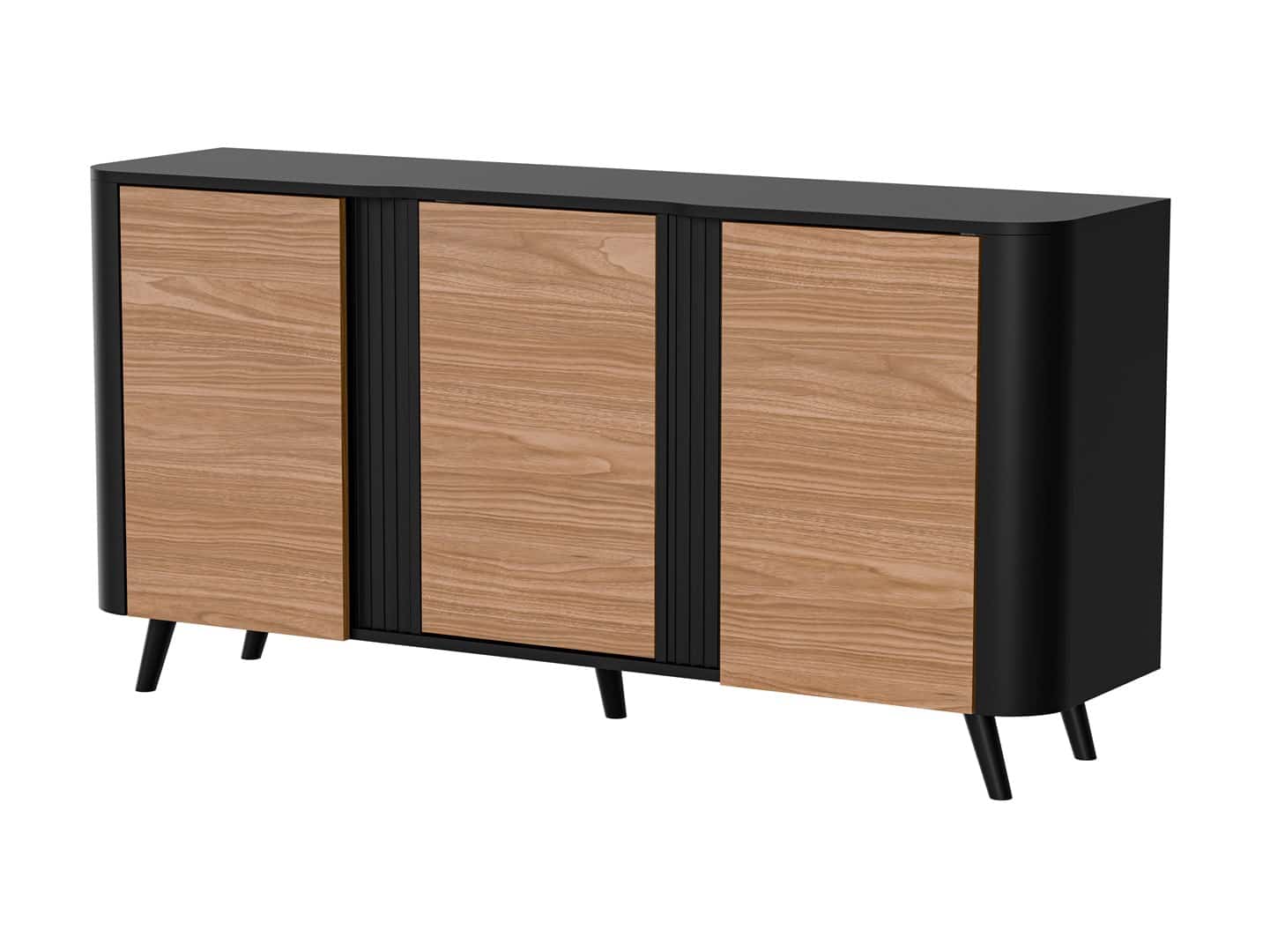 Komoda VOLARE czarny/orzech 151x39x75