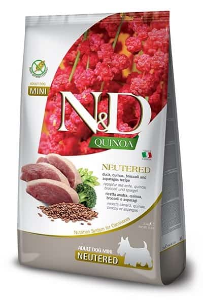 FARMINA N&D Quinoa Dog Duck, Broccoli, Asparagus Neutered Adult Mini - 2.5 kg