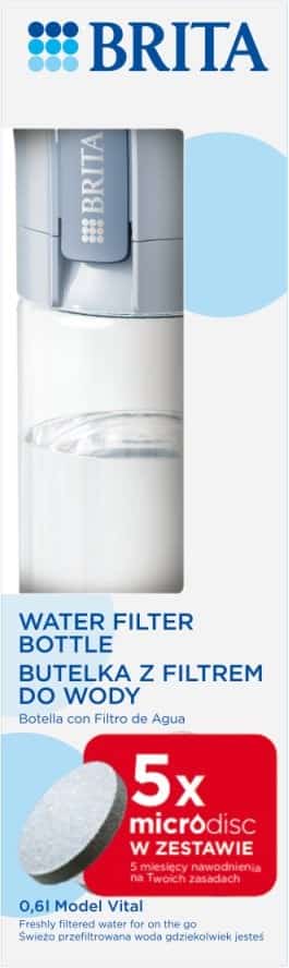 Butelka filtrująca Brita Vital + 5 filtrów MicroDisc (pastelowy błękit) 600 ml