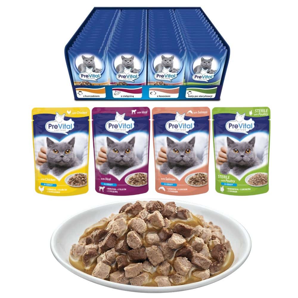 PREVITAL - Karma dla kotów sterylizowanych - 4 smaki - 96x100g