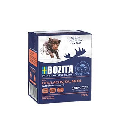 BOZITA Mięsne kawałki z łososiem 370g