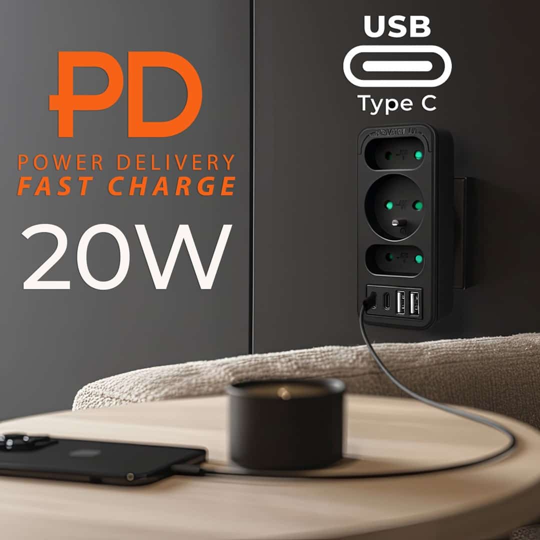MACLEAN GNIAZDKO X3 + 4XUSB, ROZGAŁĘŹNIK MCE248 F/B