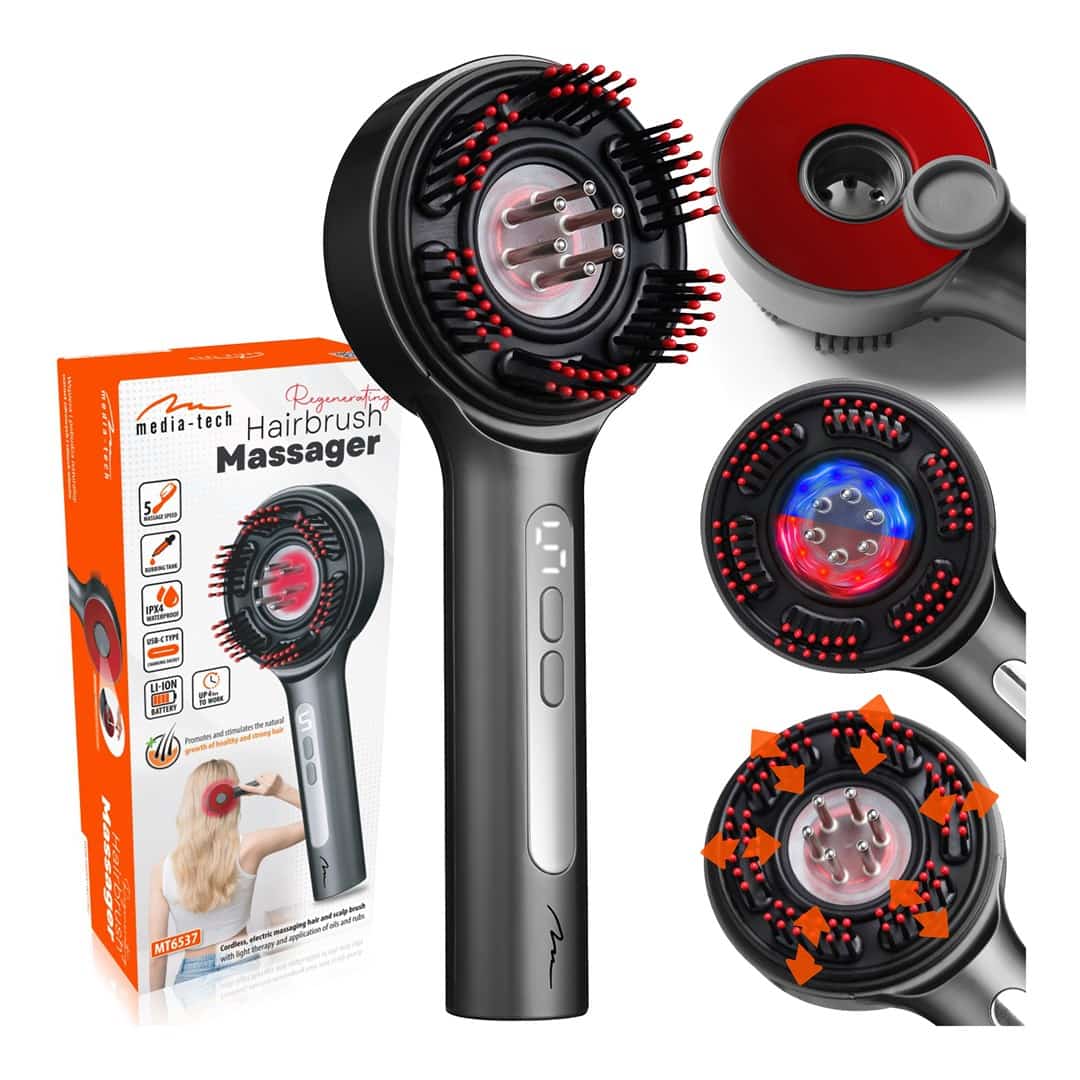 MEDIA-TEK HAIRBRUSH MASSAGER MT6537 - Szcotka Masażowa