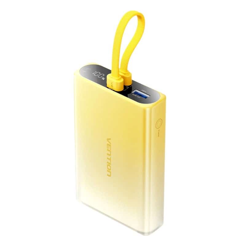 Powerbank Vention 10000 mAh USB-C + Lightning + USB-A 22,5W żłoty