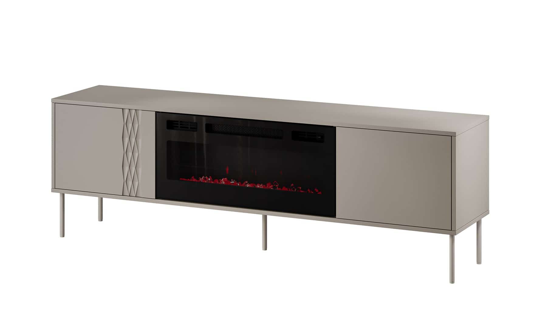 Szafka RTV EF + kominek czarny TRESSE 180x40x54,5