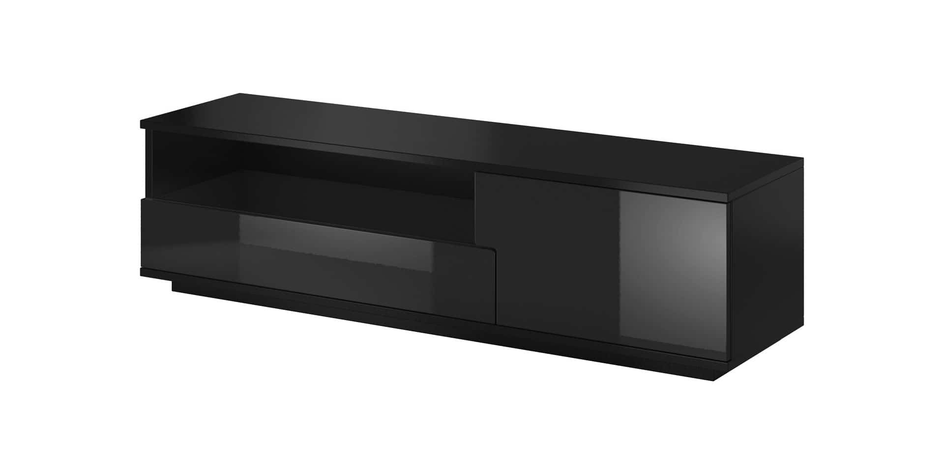 Szafka RTV MUZA 138/40/41 czarny/czarny połysk