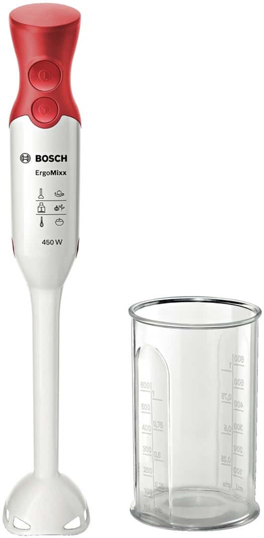 Blender ręczny BOSCH MSM64010, 450W, biały i czerwony