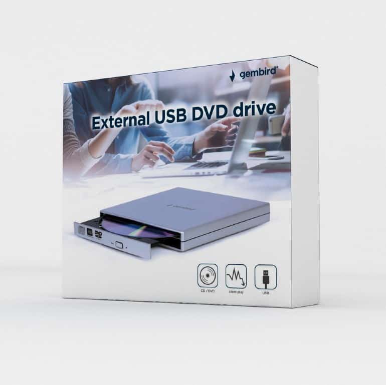 Nagrywarka DVD Gembird Zewnętrzna 8x, CD 24x, Srebrna