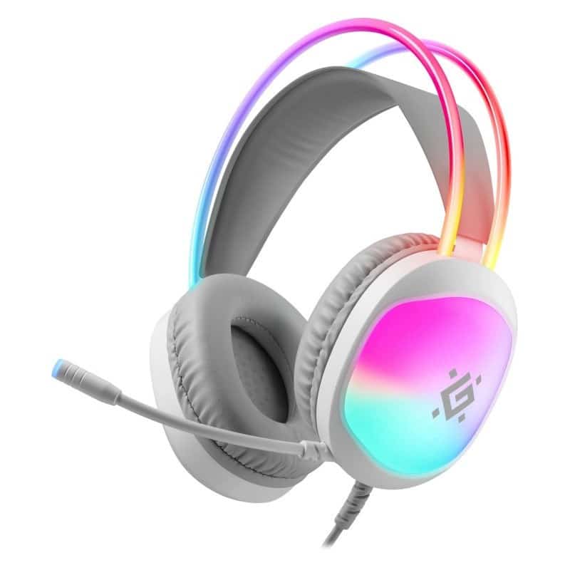 DEFENDER SŁUCHAWKI Z MIKROFONEM ECLIPSE RGB BIAŁE