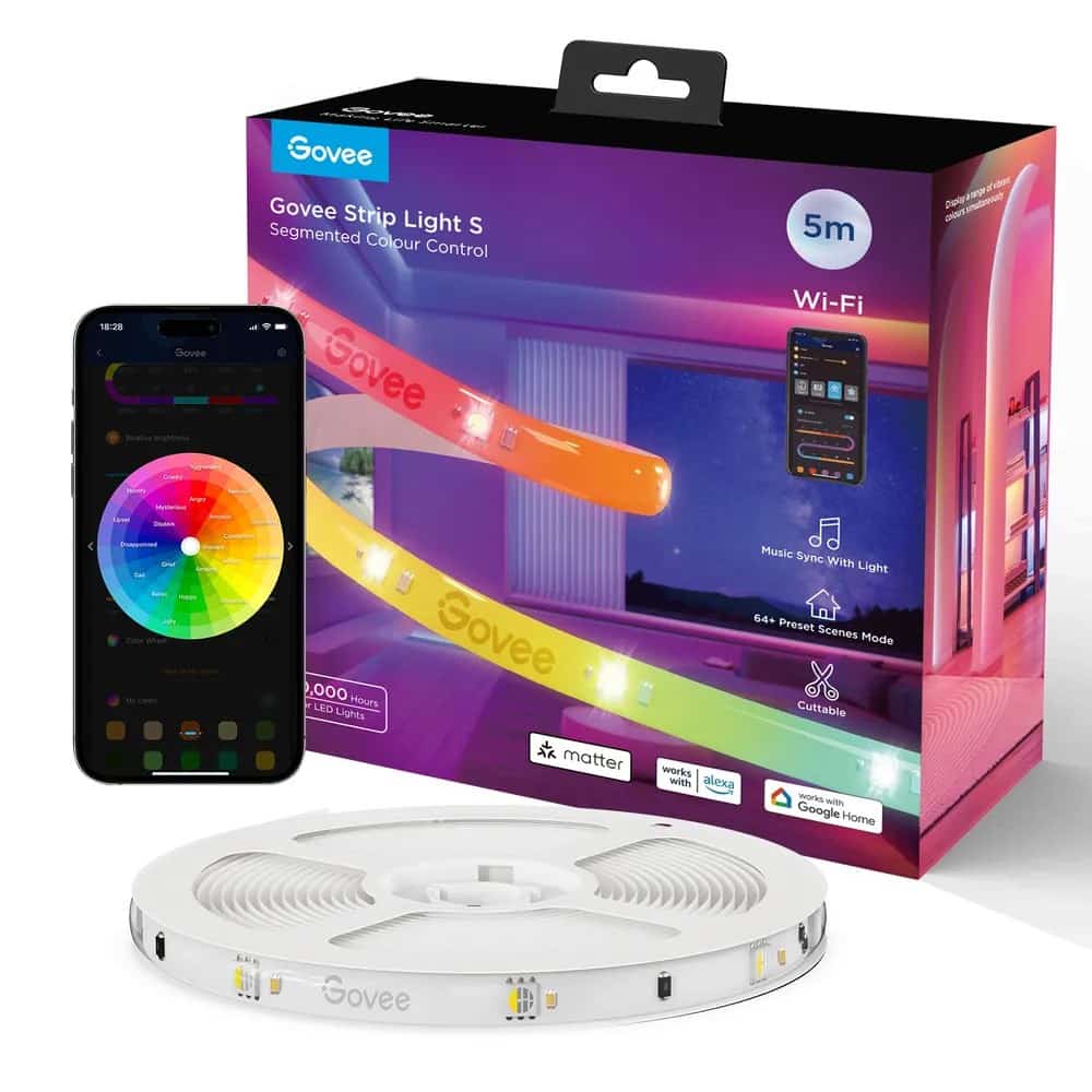Govee Taśma LED Strip Light S 5m RGBIC, Wi-Fi, Bluetooth H612ACD1