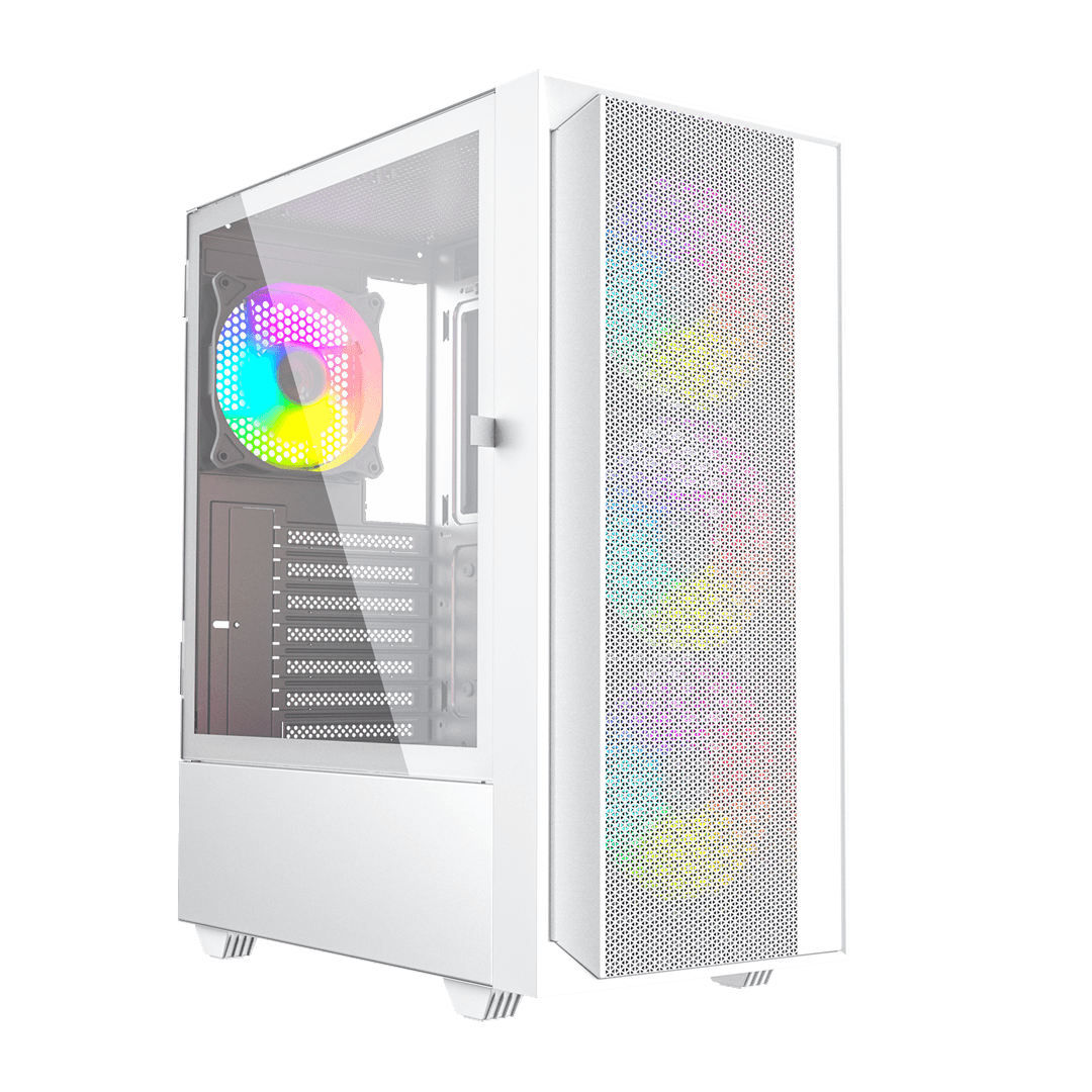 GEMBIRD OBUDOWA FORNAX 4000W MIDI-TOWER (2X USB 3.0, 1X USB 2.0, HD AUDIO, SZKLANY PANEL BOCZNY, PODŚWIETLENIE ARGB) BIAŁA