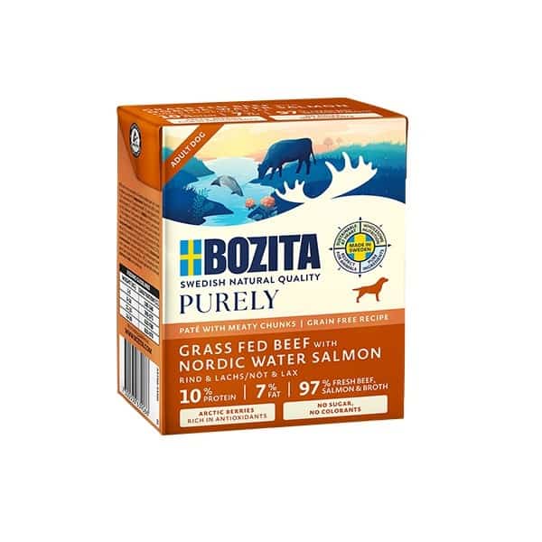 BOZITA Purely wołowina z łososiem pasztecik z kawałkami mięsa 370g