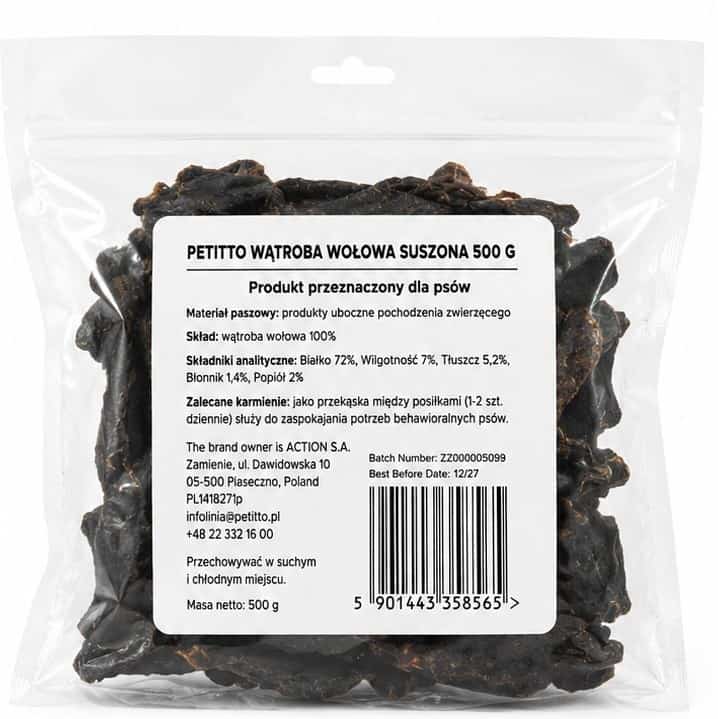 PETITTO Wątroba wołowa suszona 500g
