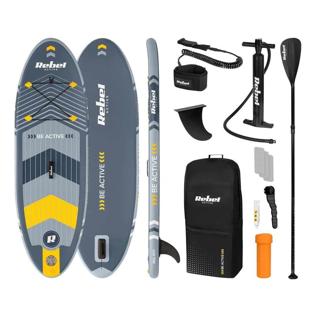 REBEL ACTIVE DESKA SUP POMPOWANA SZARA 244X76X10 ZESTAW RBA-4511