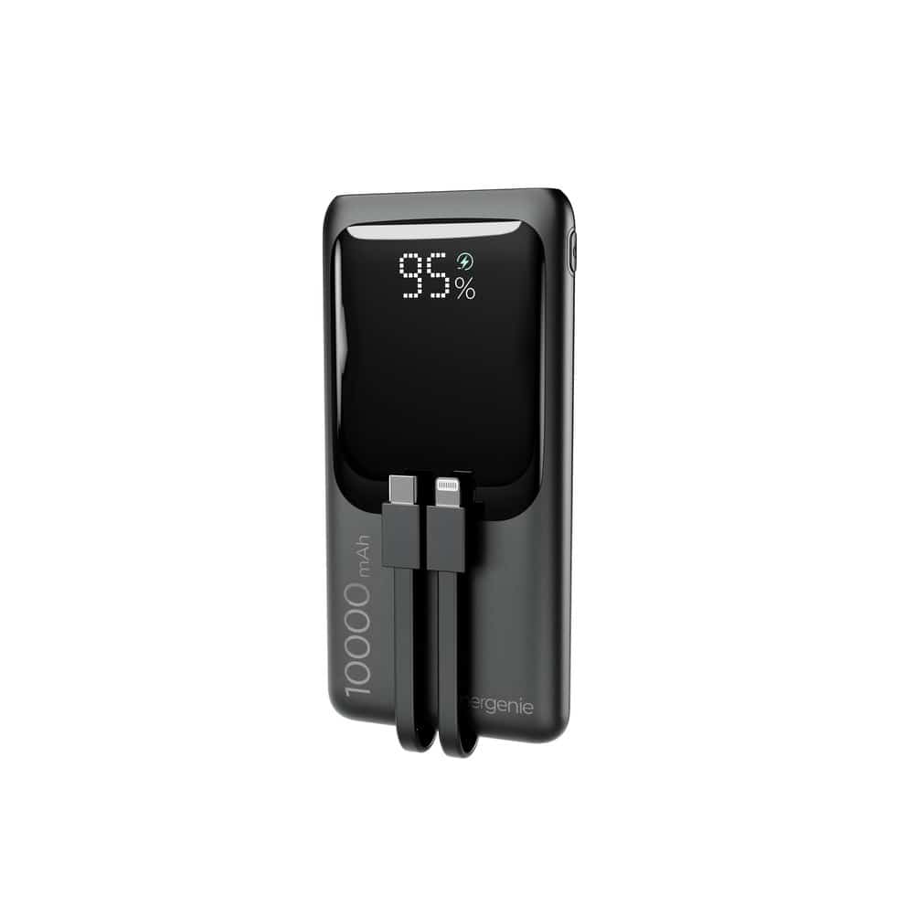 GEMBIRD POWERBANK O POJEMNOŚCI 10000MAH Z WYŚWIETLACZEM LCD ZINTEGROWANYMI KABLAMI SZYBKIM ŁADOWANIEM QC3.0 20W