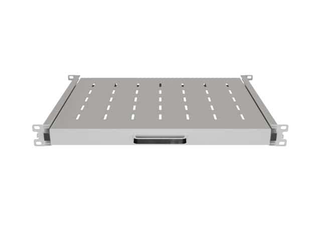 Półka wysuwana do szafy rack 19" 350 mm, szara (1U, udźwig 35 kg, montaż 4-punktowy) - Lanberg
