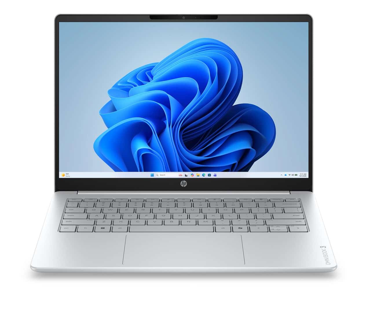 Laptop HP OmniBook 3 14" 2K IPS 300 nitów, 8 GB DDR5, 256 GB SSD, Intel Graphics, kamera 1080p, Windows 11, srebrny