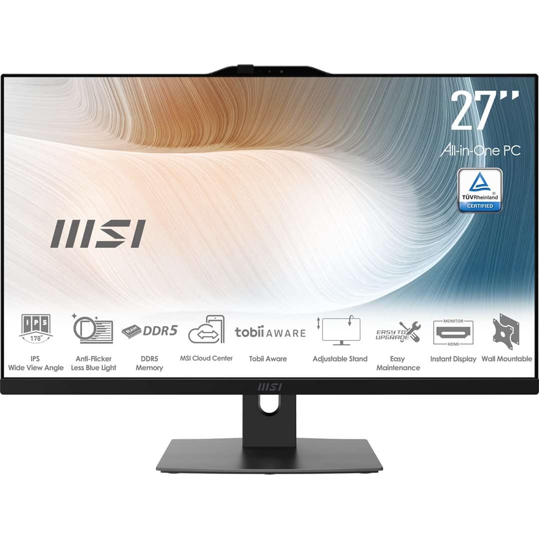 Komputer AIO MSI Modern AM272P 27" IPS FHD, 16GB SSD512GB, Intel Core i5-120U, WiFi 6E, Windows 11 Pro, czarny