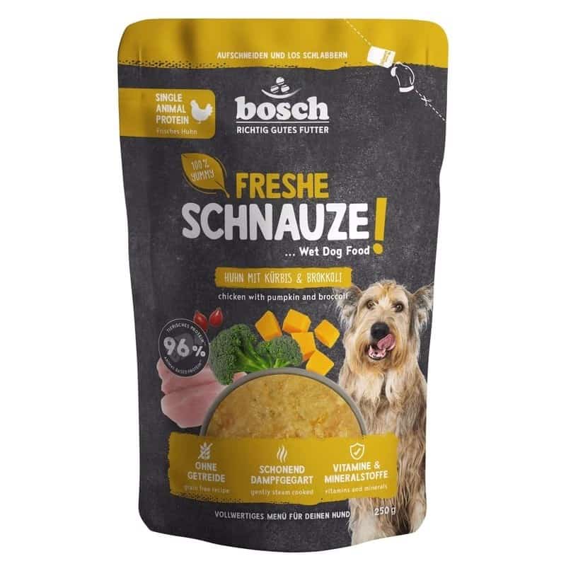 Mokra karma dla psa BOSCH Freshe Schnauze z kurczakiem, dynią i brokułami 250g