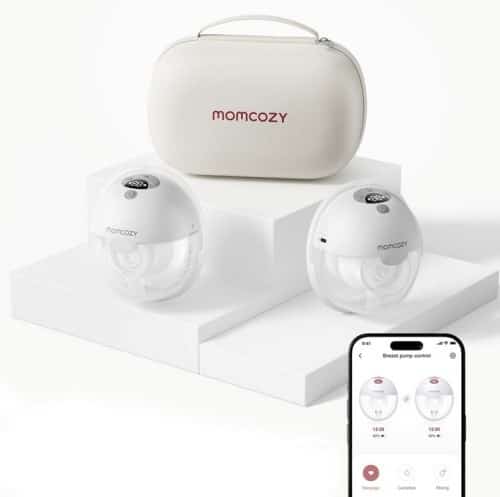 MOMCOZY M5 inteligentny noszony laktator z obsługą aplikacji, szary – podwójny zestaw