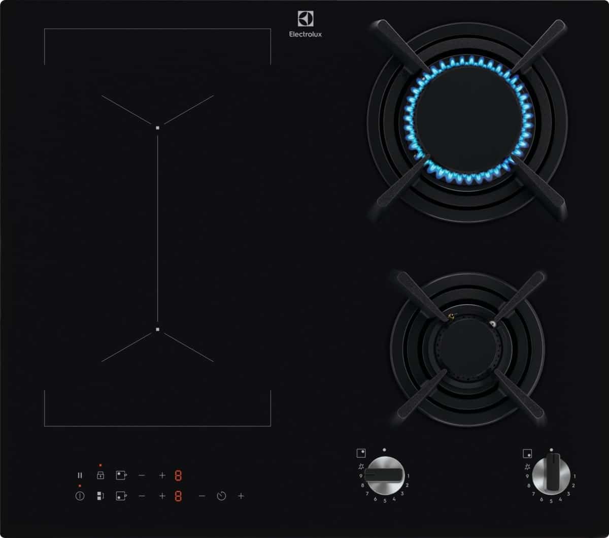 Płyta grzejna ELECTROLUX KDI641723K 60 cm | Indukcyjno-gazowa | 2 pola indukcyjne + 2 palniki gazowe | Funkcja PowerBoost | Zapłon elektryczny | Czarna (Outlet)