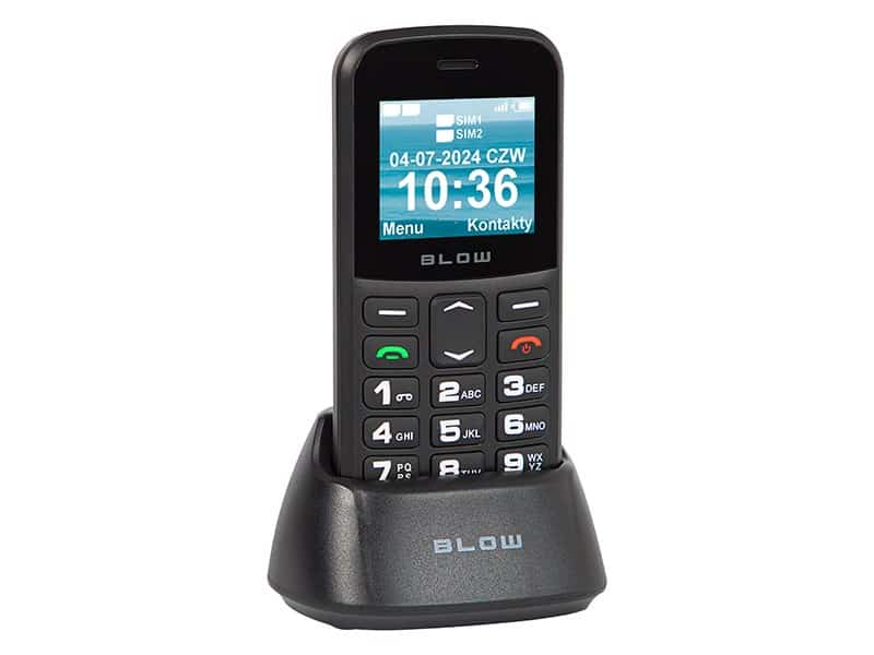 Telefon stacjonarny dla seniora BLOW S18D czarny z podstawką