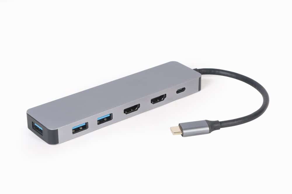 Adapter USB-C 3w1 Gembird (srebrny) - HUB USB, HDMI, PD (100W)