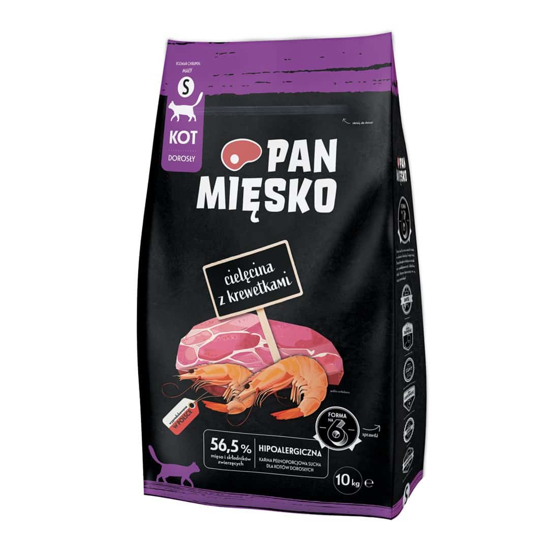 Karma sucha dla kota Pan Mięsko Cielęcina z krewetkami (dorosły) 10kg