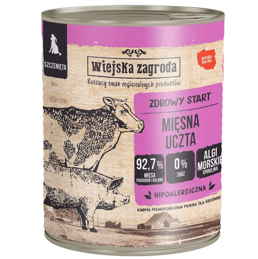 Mokra karma dla szczeniąt Wiejska Zagroda - Mięsna uczta 800g