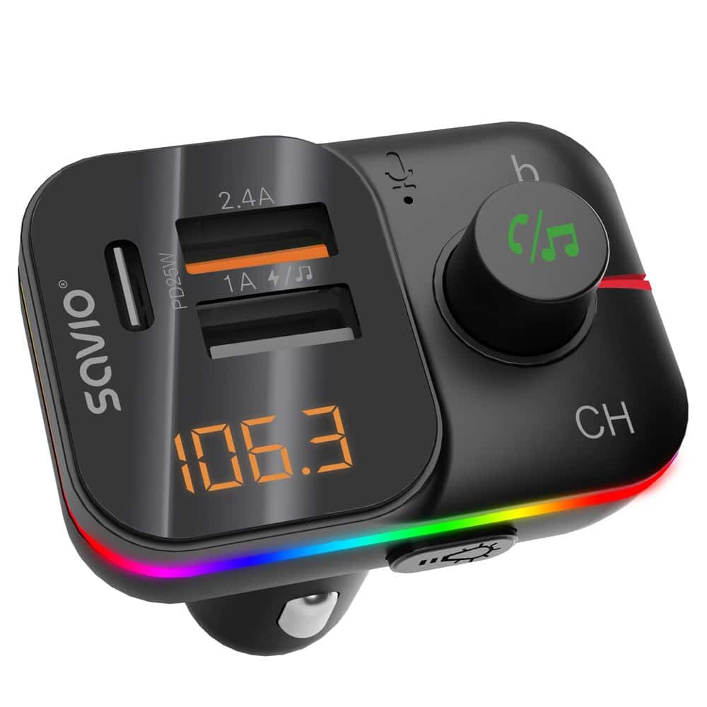 Transmiter FM SAVIO TR-18 z Bluetooth i ładowarką PD