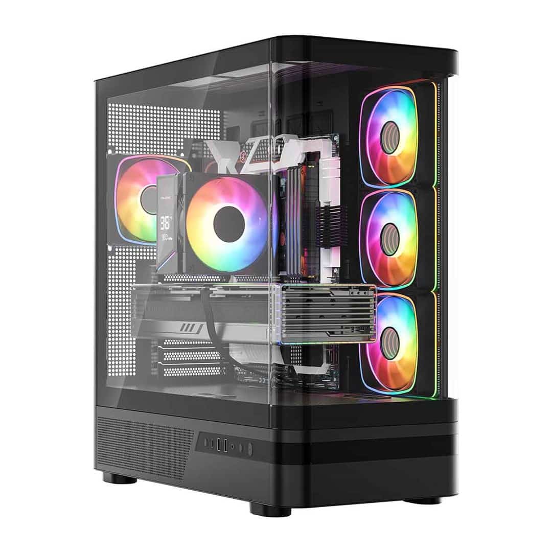 Obudowa komputerowa MODECOM Volcano AQ 100 ARGB Midi Tower Czarna