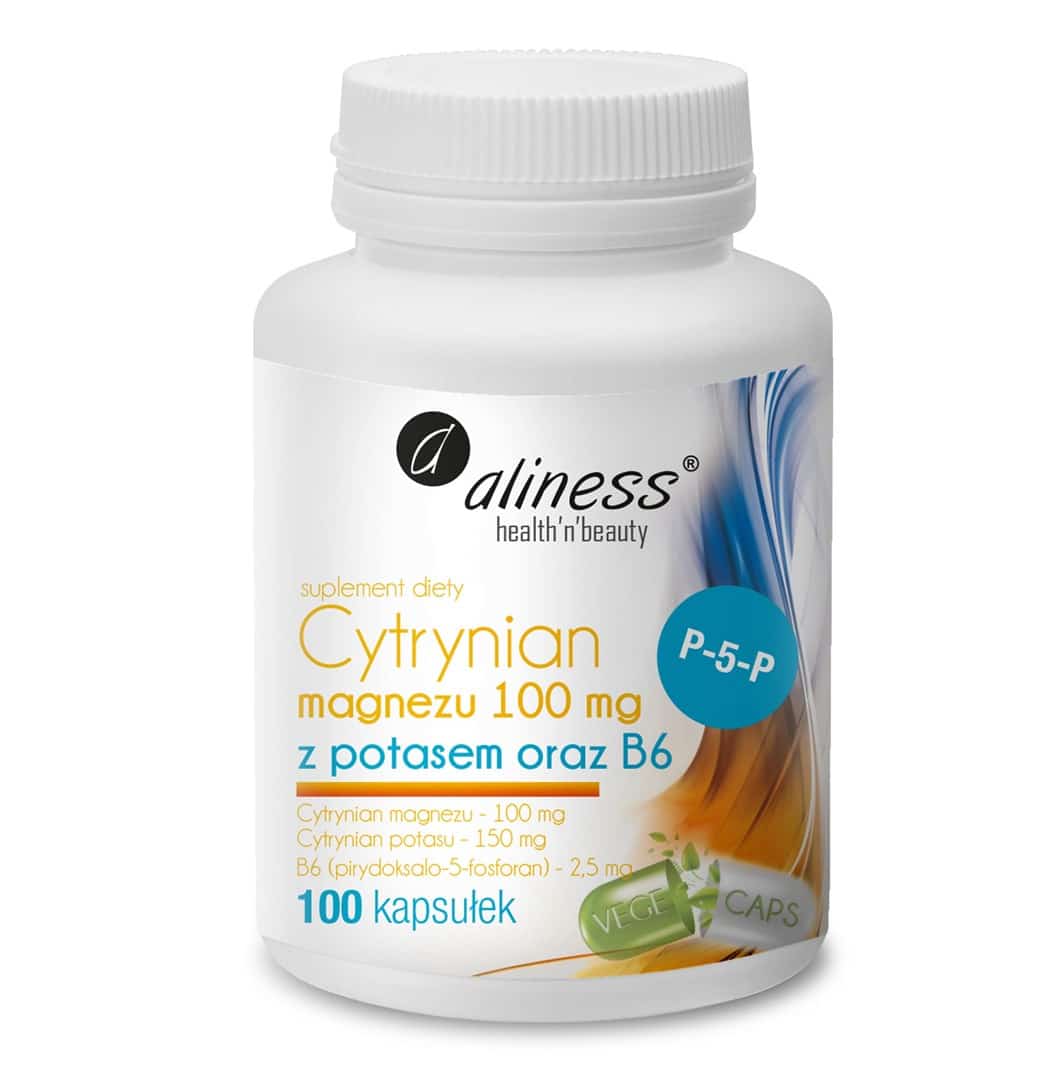 Aliness Cytrynian Magnezu z Potasem - 100 kapsułek wegańskich