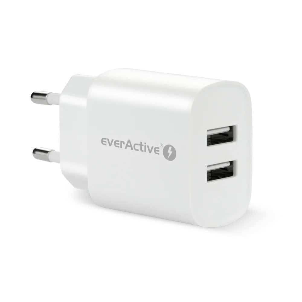 Ładowarka sieciowa EVERACTIVE SC-220, 2x USB, 2,4A, biała