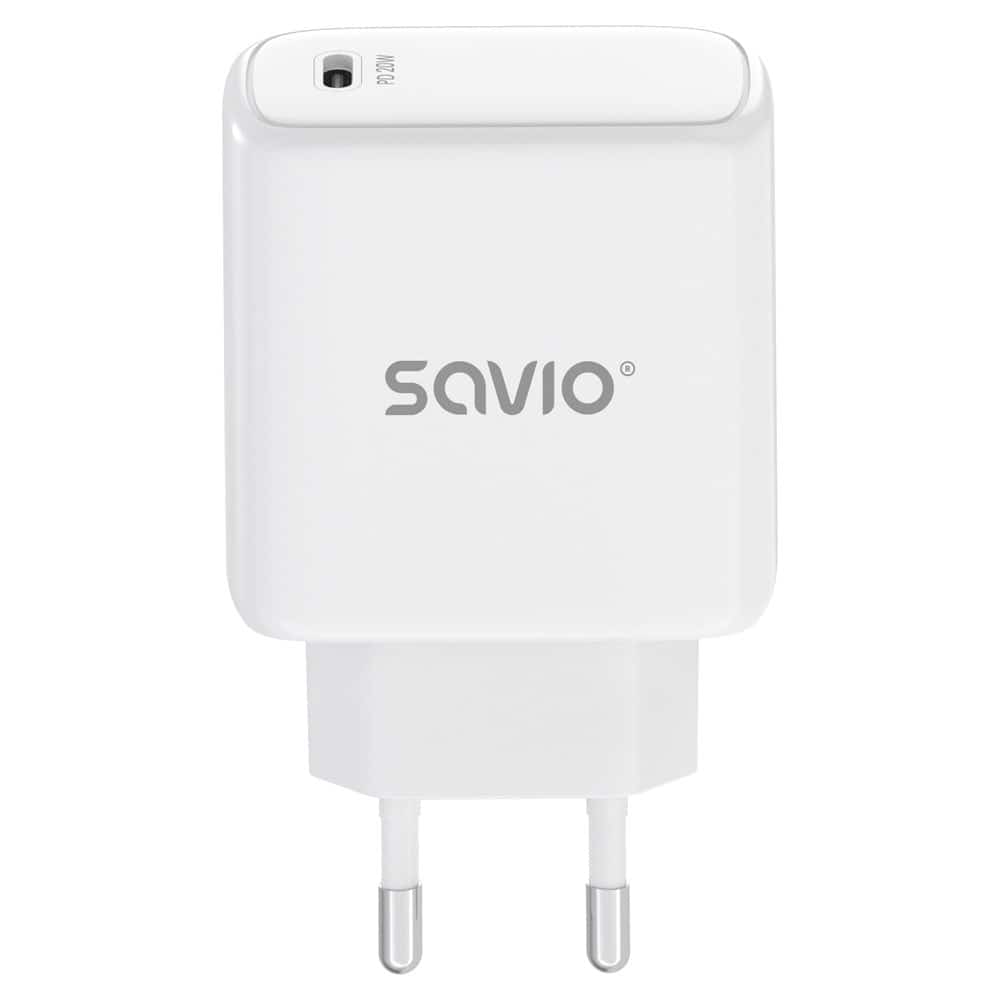 Ładowarka sieciowa SAVIO LA-14, 20W, Power Delivery 3.0, biała