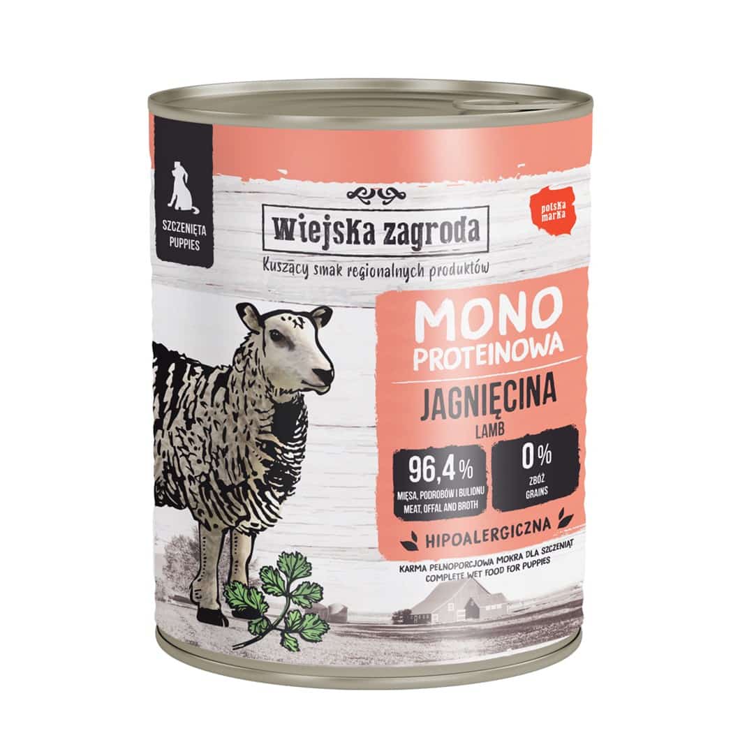 Karma mokra dla szczeniąt Wiejska Zagroda Monobiałkowa Jagnięcina 800g