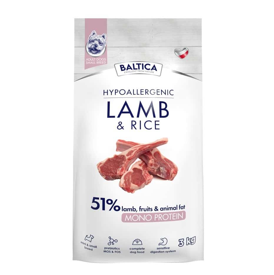 Hipoalergiczna karma sucha dla psów małych ras BALTICA NUTRACEUTIC z jagnięciną i ryżem 3kg