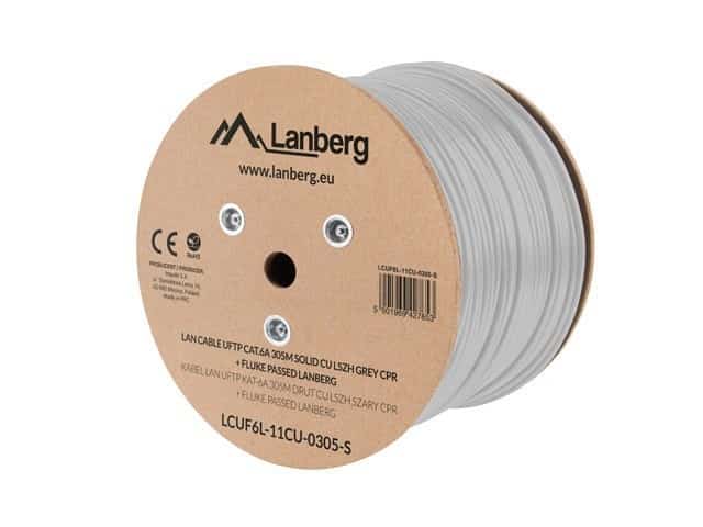 Kabel sieciowy LANBERG UFTP kat. 6A 305m, drut miedziany, LSZH, szary, z certyfikatem Fluke