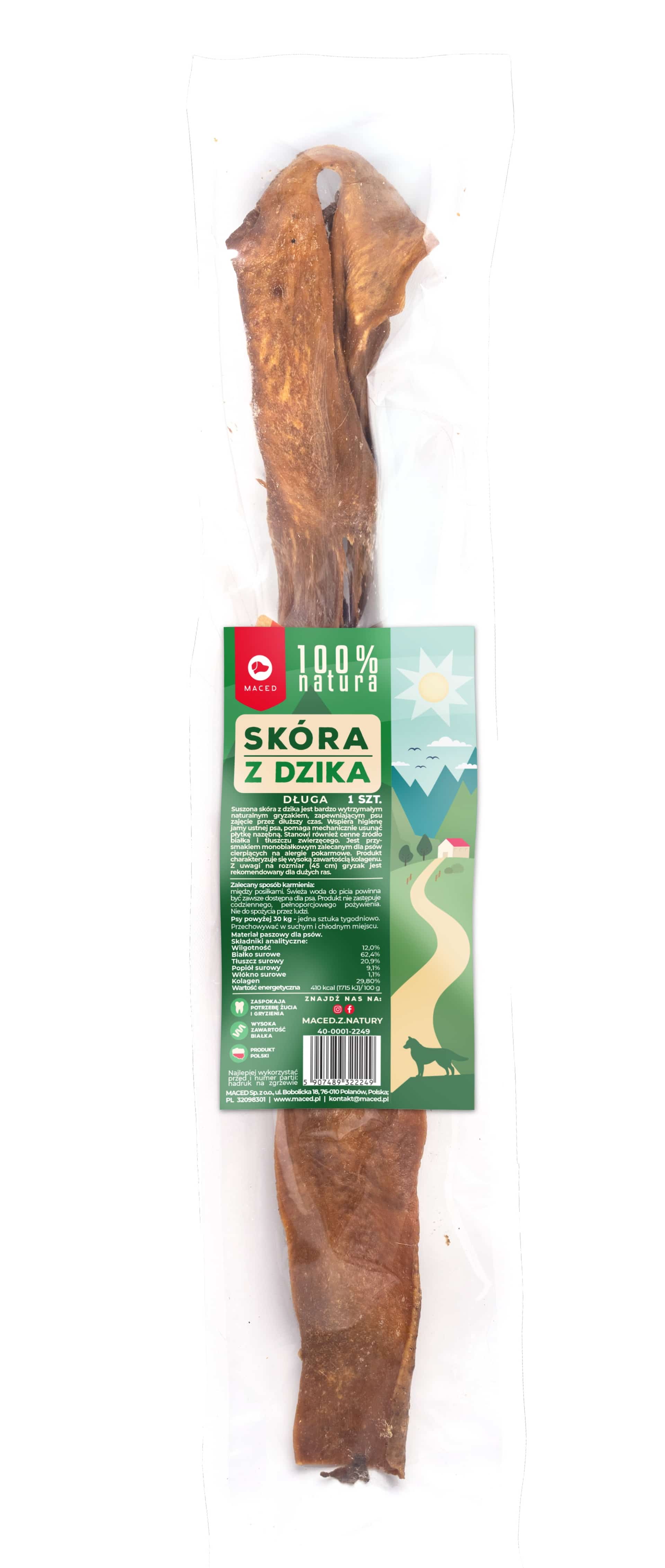 Przysmak dla psa - Skóra dzika 45 cm, MACED