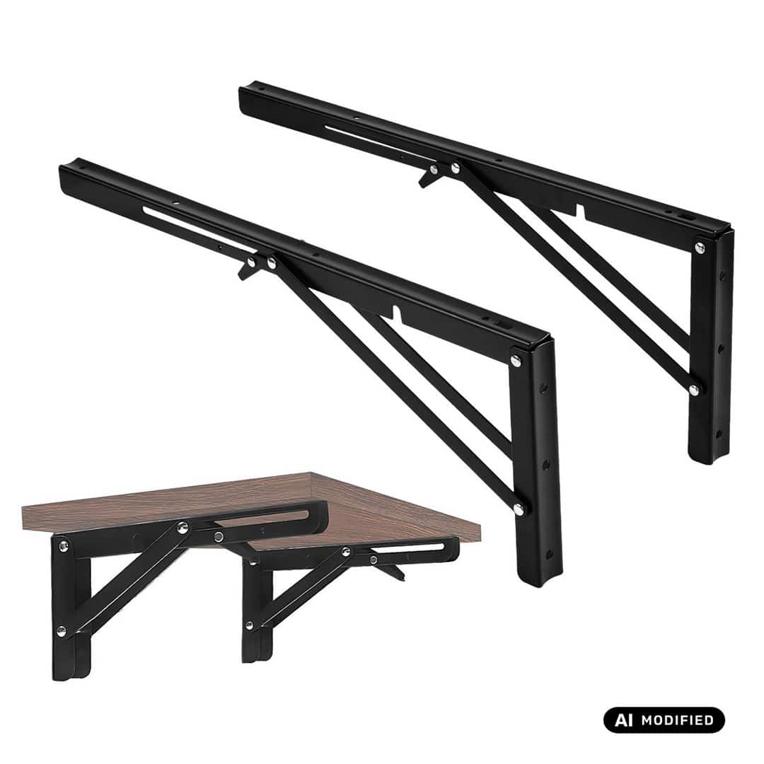 Półka składana Maclean, uchwyt ścienny, regulowana 30-60 cm, nośność 50 kg, 2 sztuki