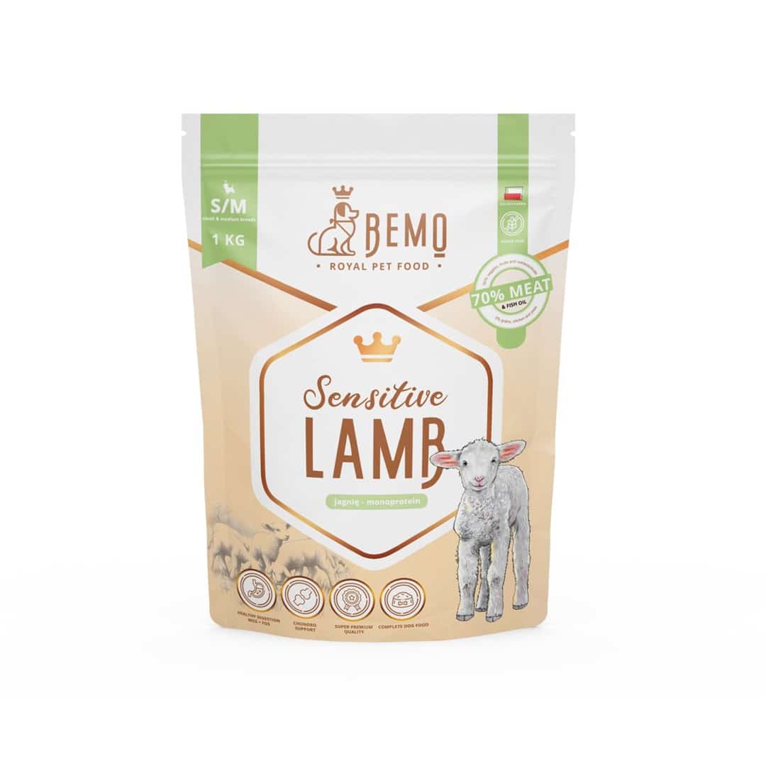 Karma sucha Bemo Sensitive Lamb - jagnięcina dla psów małych i średnich ras, 1 kg