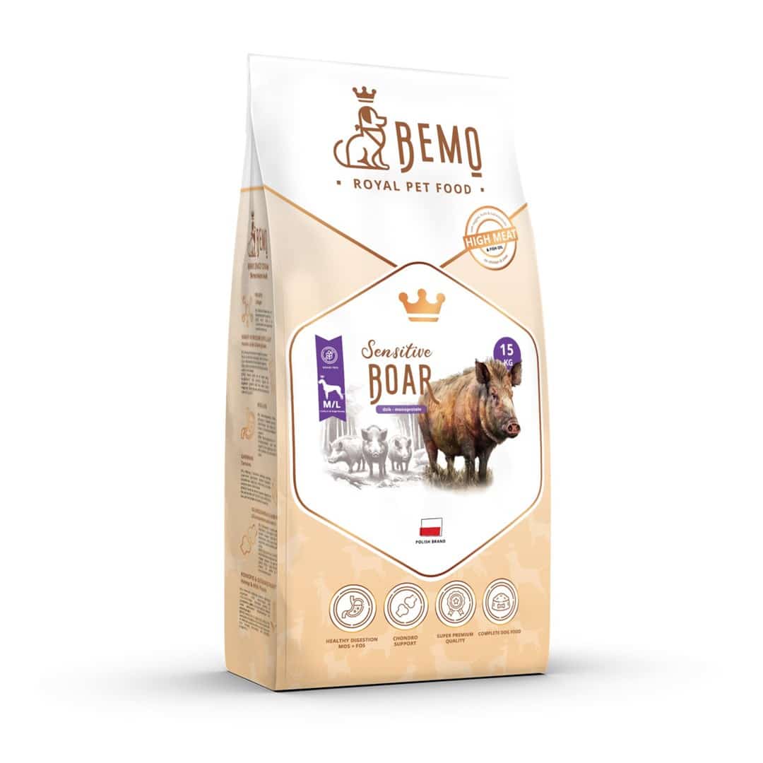 Karma sucha dla psów Bemo Sensitive z dzikiem, medium/large, 15 kg