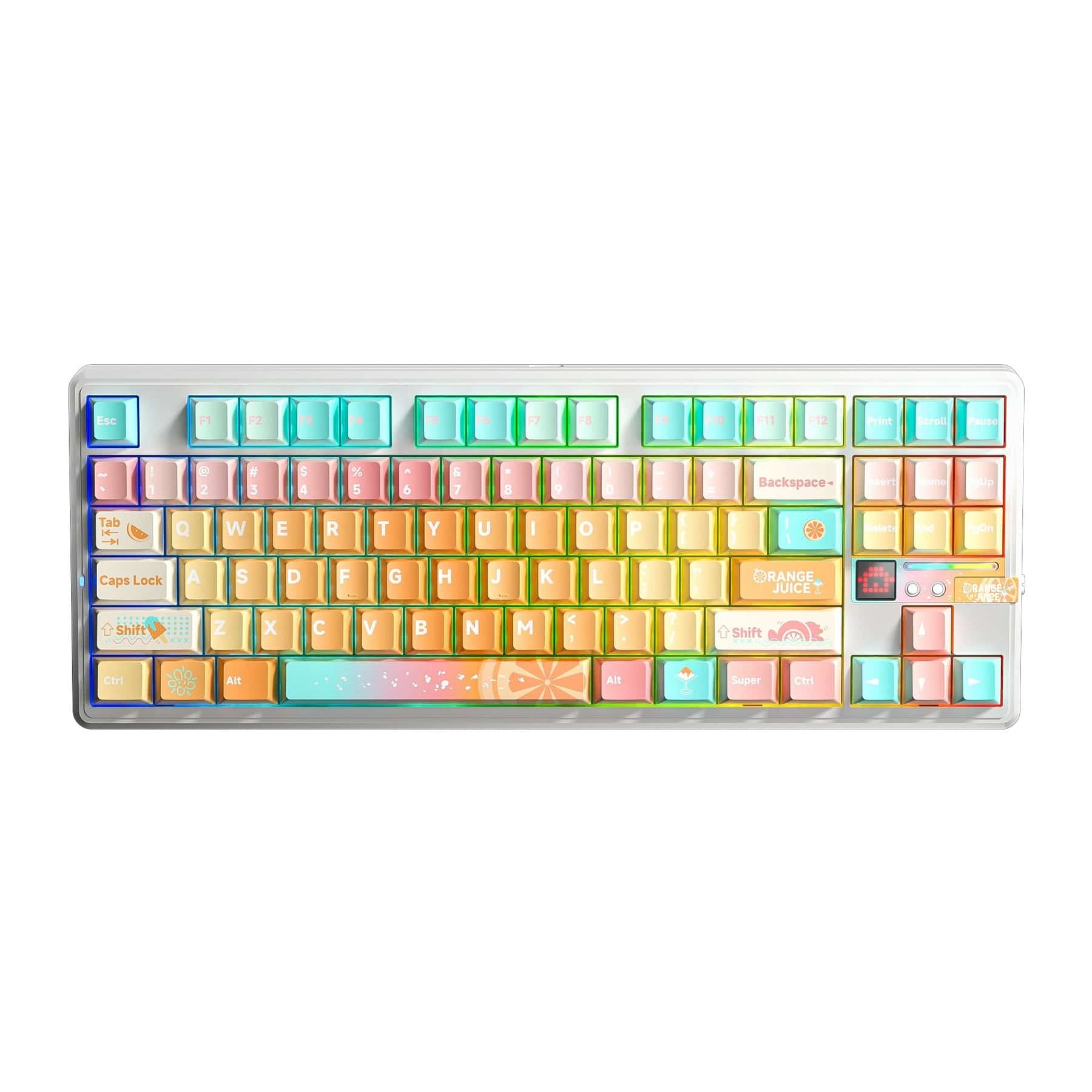 Klawiatura mechaniczna AULA F87Pro V2 Orange Soda, przełączniki Kailh Meteorite Ice Cream, podświetlenie RGB