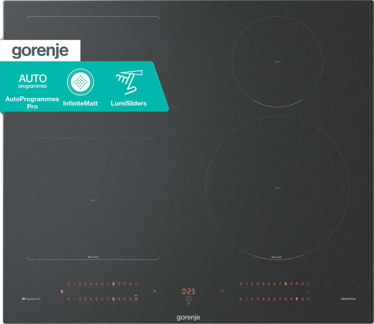 Płyta indukcyjna Gorenje GI6433SRWF InfiniteMatt 60 cm | BridgeArea | LumiSliders | PowerBoost | WiFi ConnectLife | czarny mat (OUTLET)